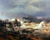 荷兰海岸的风暴 - 安德烈亚斯·阿亨巴赫